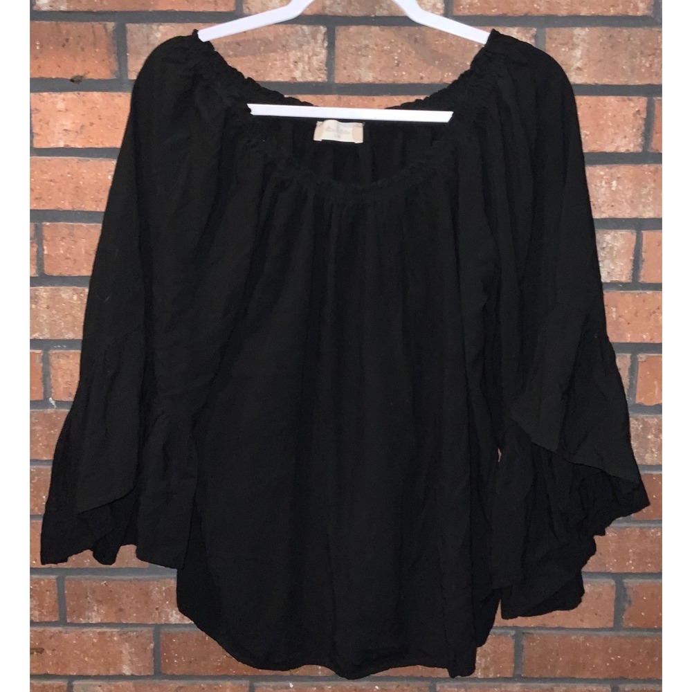 Altard State Black Off The Shoulder Bell Sleeve Boho Peasant Blouse Top‎ S/M